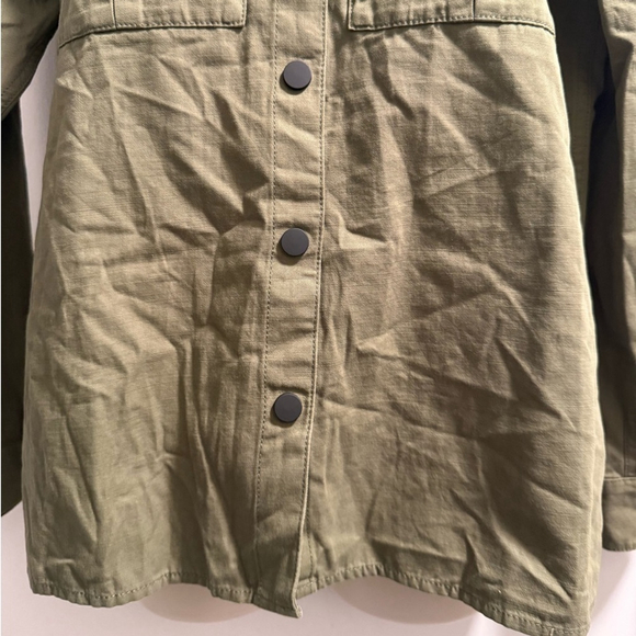 Malibu Bum Army Green Shacket Small Button-Up Utility Layering Top - Picture 5 of 16